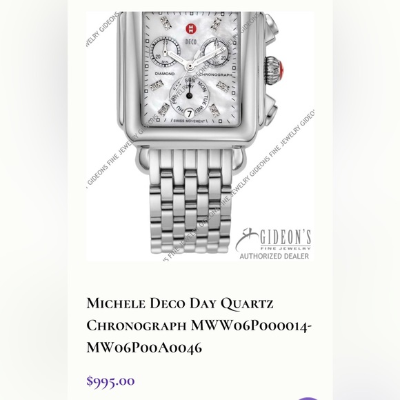 MICHELE Ladies Deco Mother of Pearl Dial Chronograph Stainless Steel - Picture 14 of 14